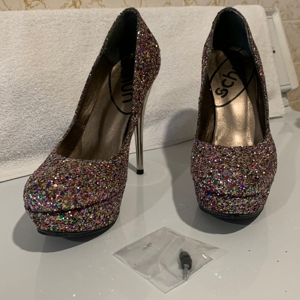 SCHUH multi glitter heels size 39